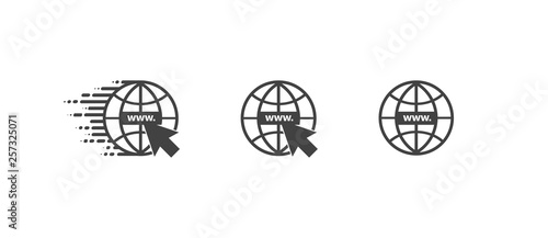 WWW icon. Web site icon set. Www icon with cursor in flat style - Vector illustration