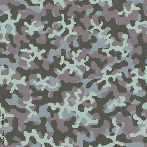 Camouflage fashion pattern seamless background. Abstract cool military texture trend shapes camouflage. Seamless pattern for children fashion cloth textile. Colorful modern style. 