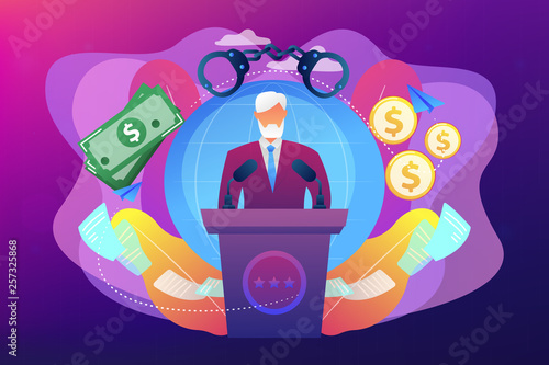 Political corruption concept vector illustration.