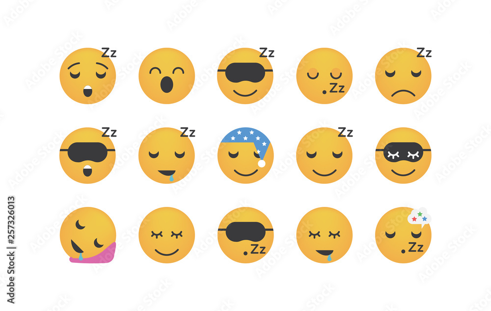Set of sleep emoticon vector Set of sleep emoticon vector
