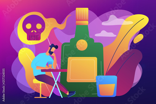 Drinking alcohol concept vector illustration.