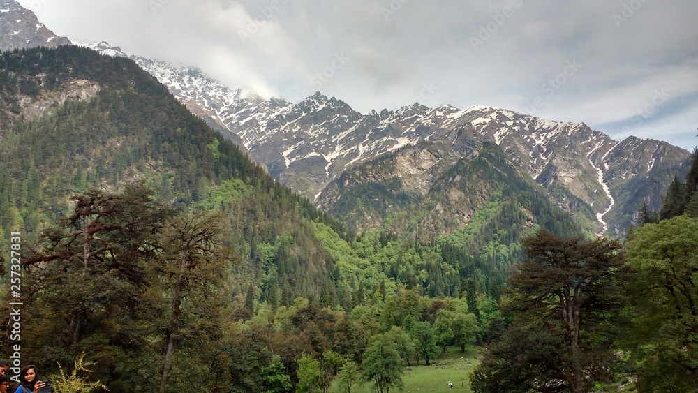 Mountains Valley and clouds