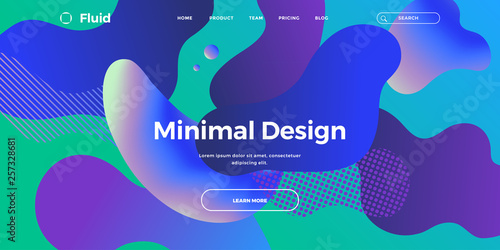 Trendy abstract design template with fluid and liquid shapes. Holographic gradient backgrounds. Applicable for covers, websites, flyers, presentations, banners. Vector illustration. Eps10