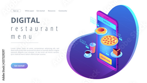 Online order isometric 3D landing page.