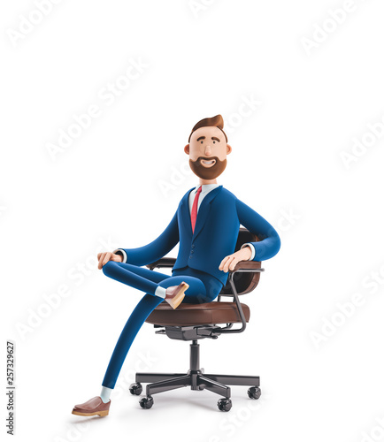 3d illustration. Portrait of a handsome businessman sitting on office chair photo