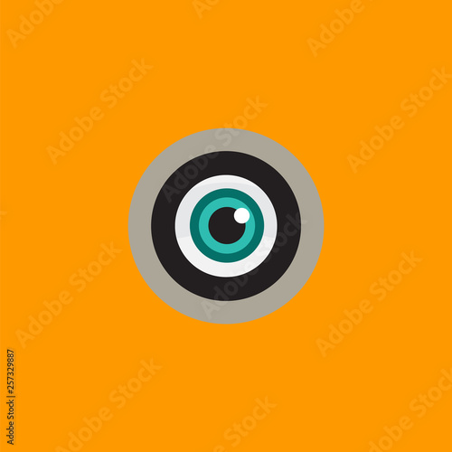 Logo with a green eye peeking in the peephole