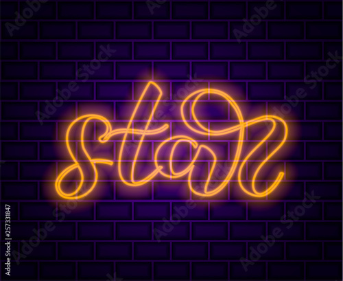Brick background. Star lettering. Vector illustration for poster.