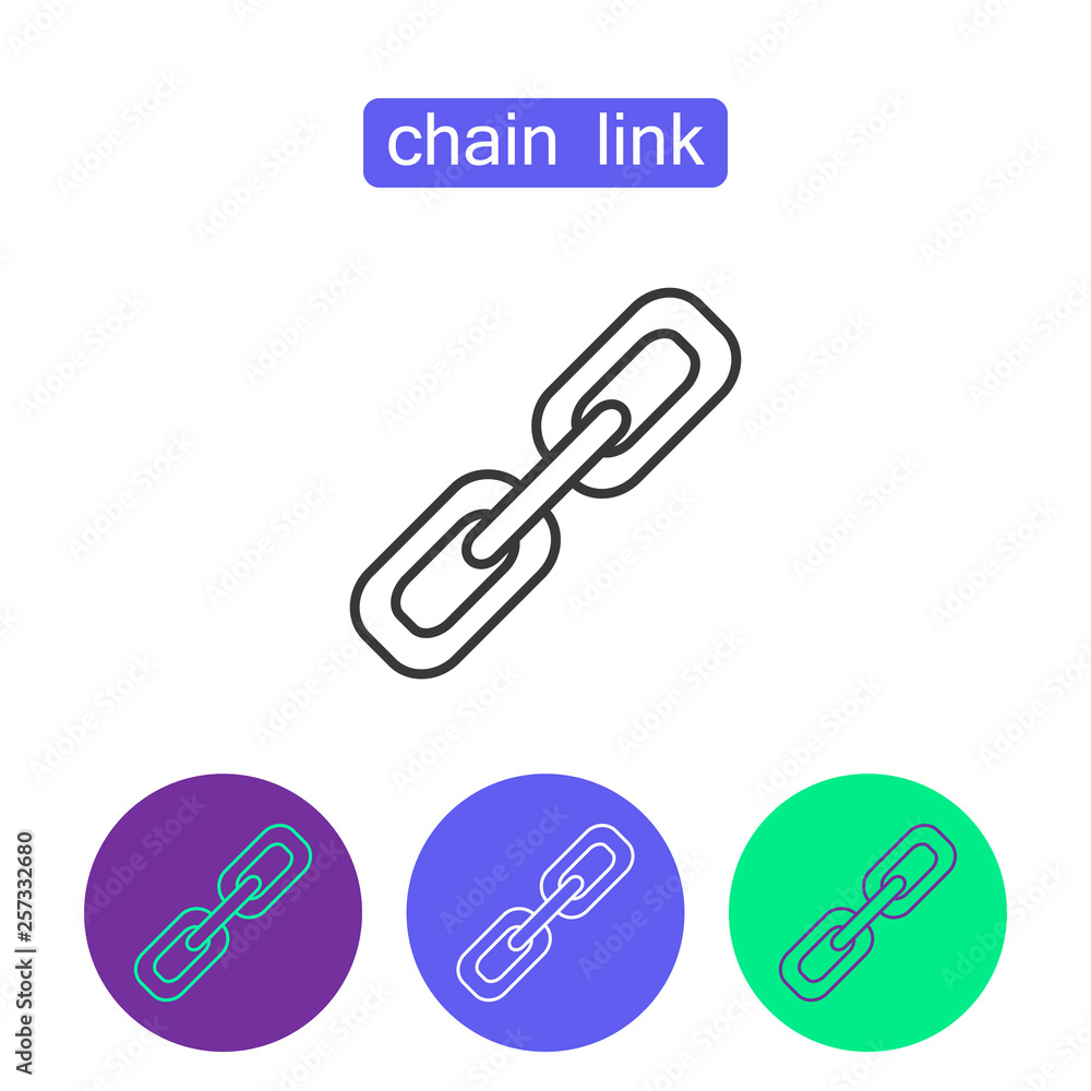 Chain link outline icons set