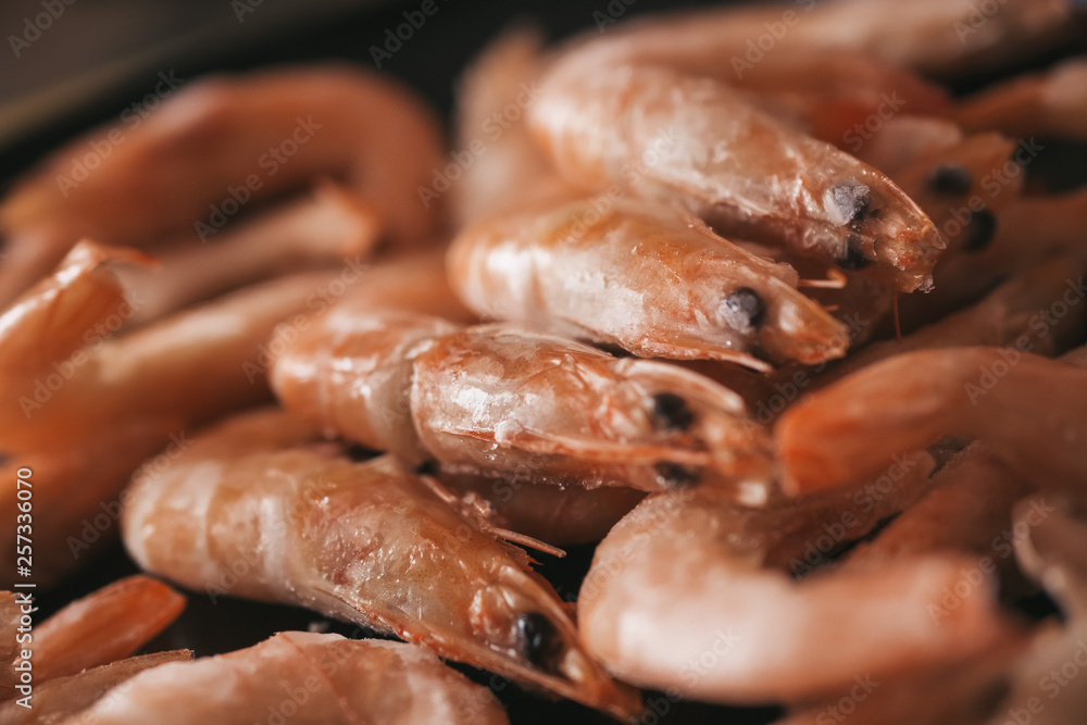 Frozen king prawns on a plate Frozen king prawns on a plate
