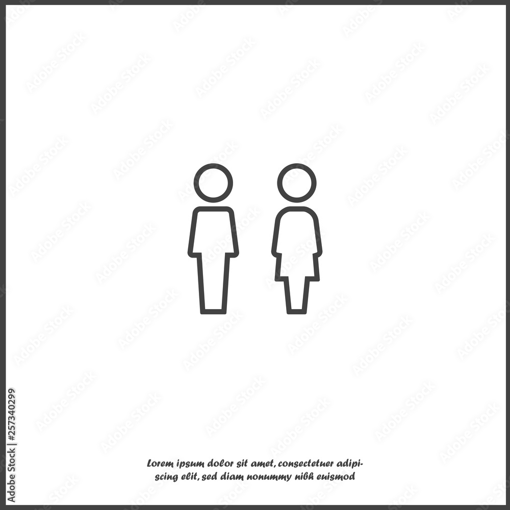 Vector icon of toilet and bathroom. Plate on the door wc on white isolated background. Vector icon of toilet and bathroom. Plate on the door wc on white isolated background.