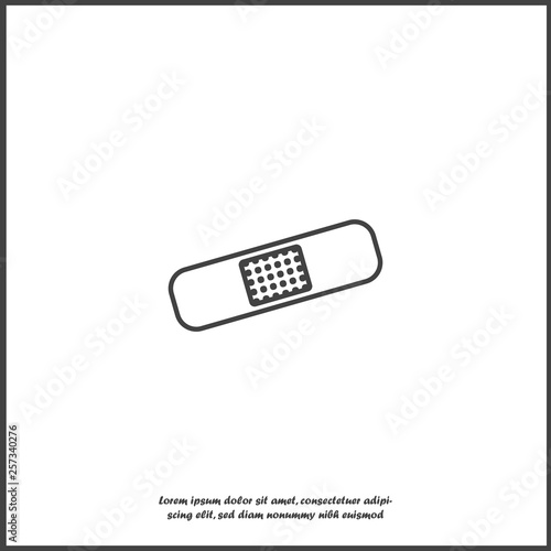 Vector icon of bactericidal protective plaster. First aid on white isolated background.