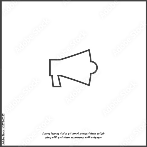 Vector icon megafon on white isolated background.