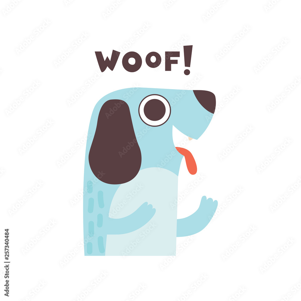 Cute Dog Woofing, Funny Cartoon Pet Animal Making Woof Sound Vector  Illustration Stock Vector | Adobe Stock