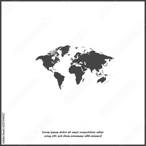 Vector illustration world map. World map on white isolated background.