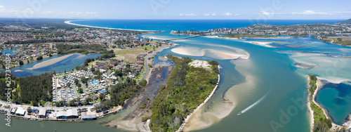 Wallis Lakes and the towns of Tuncurry and Forster on the New South Wales North Coast