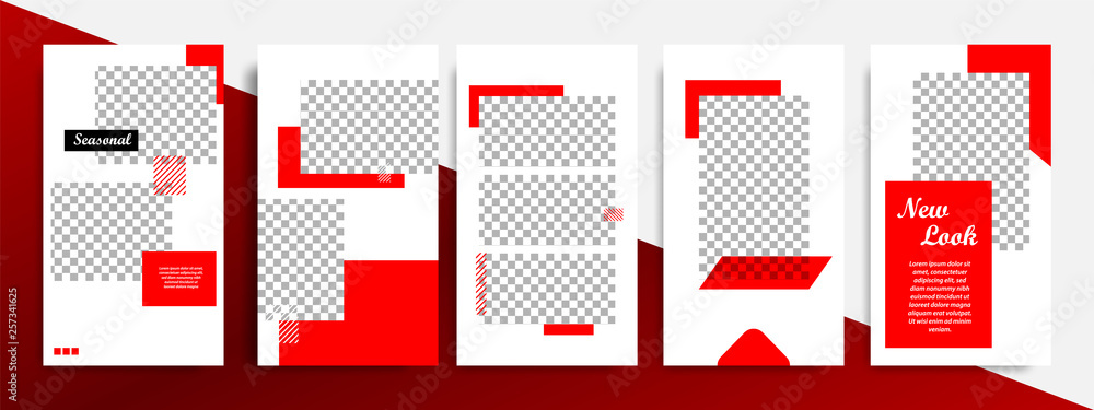 Modern minimal square stripe line shape template in red, black and white color with frame. Corporate advertising template for social media stories, story, business banner, flyer, and brochure. Modern minimal square stripe line shape template in red, black and white color with frame. Corporate advertising template for social media stories, story, business banner, flyer, and brochure.
