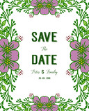 Vector illustration design artwork purple flower frame for marriage invitation card