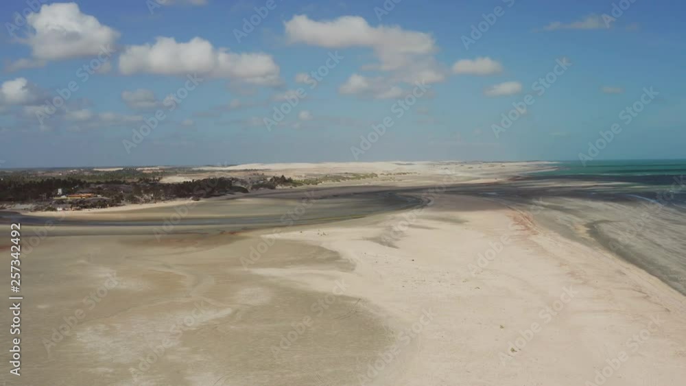 The small town in the dunes, Tatajuba, Brazil. Aerial shot The small town in the dunes, Tatajuba, Brazil. Aerial shot