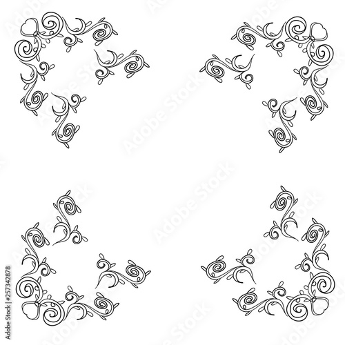 Vintage handdrawn ornate frames  decorative ornaments  flourish and scroll wedding element.vector