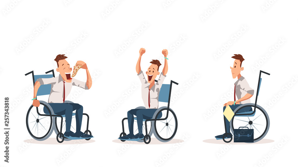 Disabled Wheelchair Coworker Express Emotion Set Disabled Wheelchair Coworker Express Emotion Set