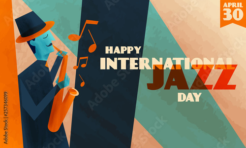 International jazz day background. Watercolor illustration of International jazz day