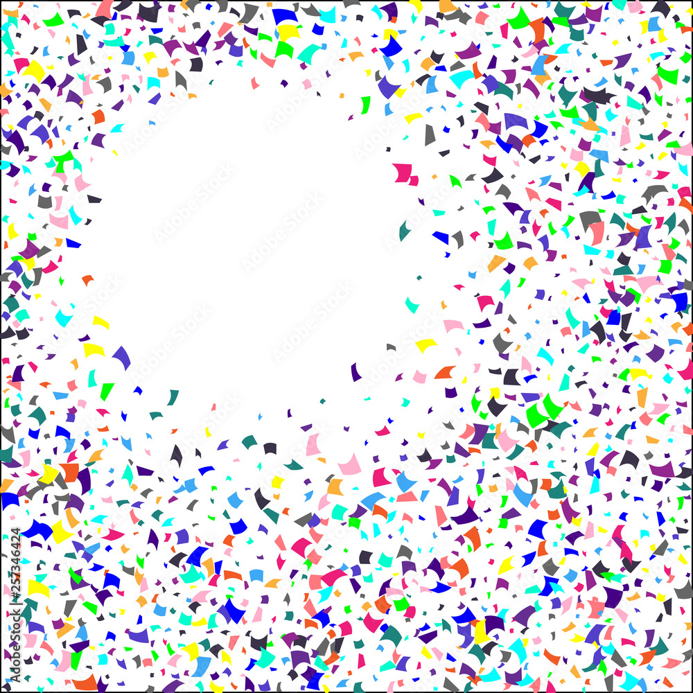 Colorful confetti on white background. 