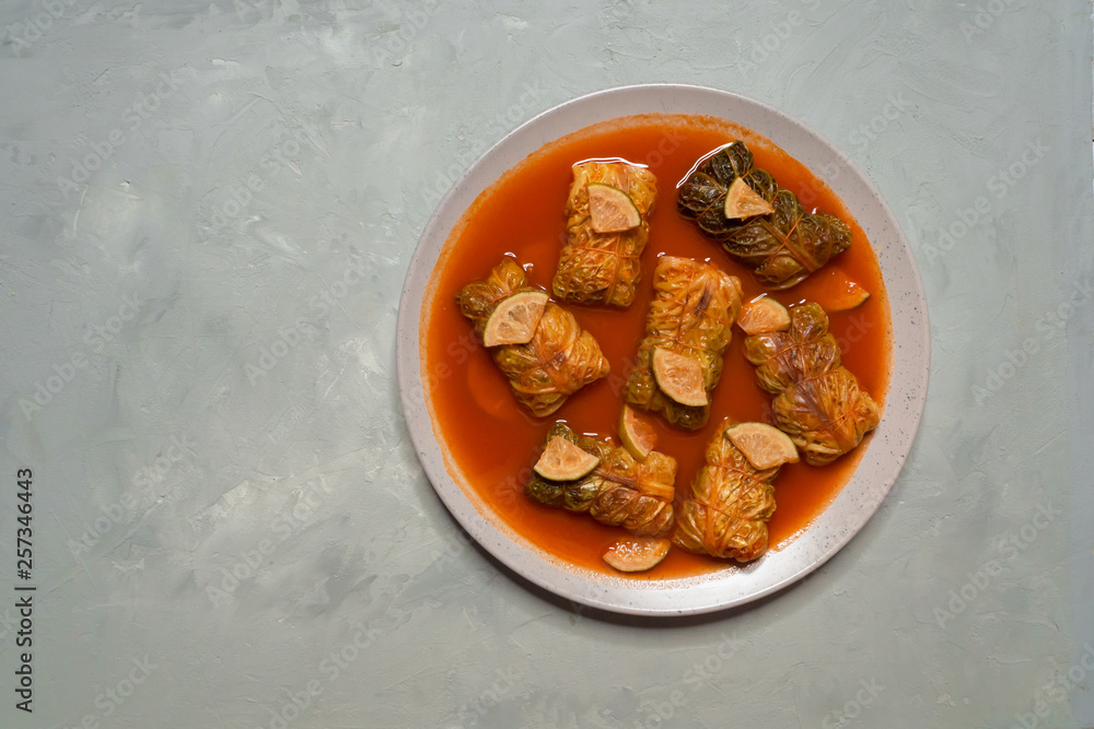 Cabbage rolls with rice and vegetables. Ramadan food. Cabbage rolls with rice and vegetables. Ramadan food.