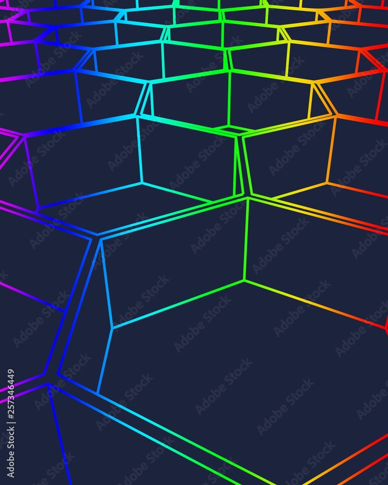 Perspective view on honeycomb. Hexagon pattern background. Isometric geometry Perspective view on honeycomb. Hexagon pattern background. Isometric geometry