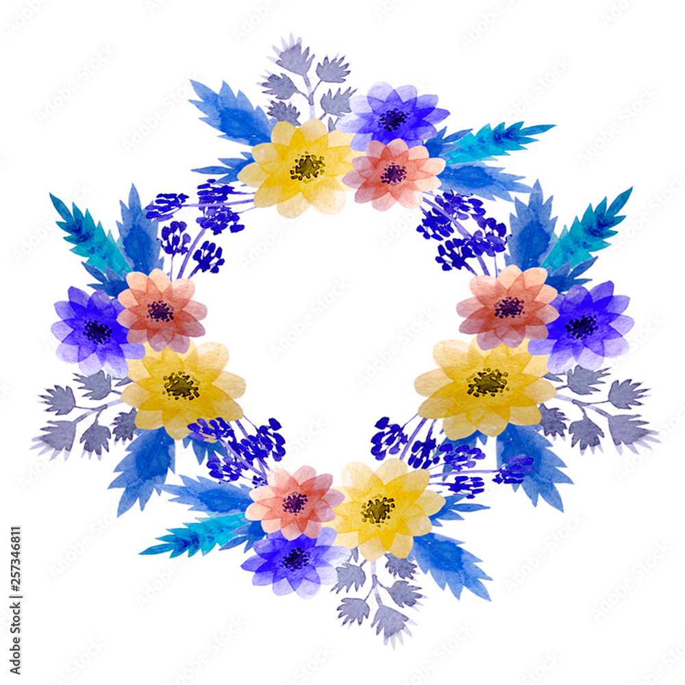 abstract watercolor floral wreath