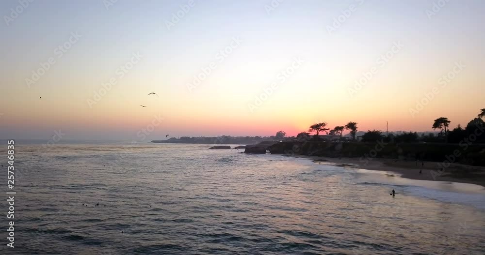 Beautiful california beach sunset - aerial view Beautiful california beach sunset - aerial view