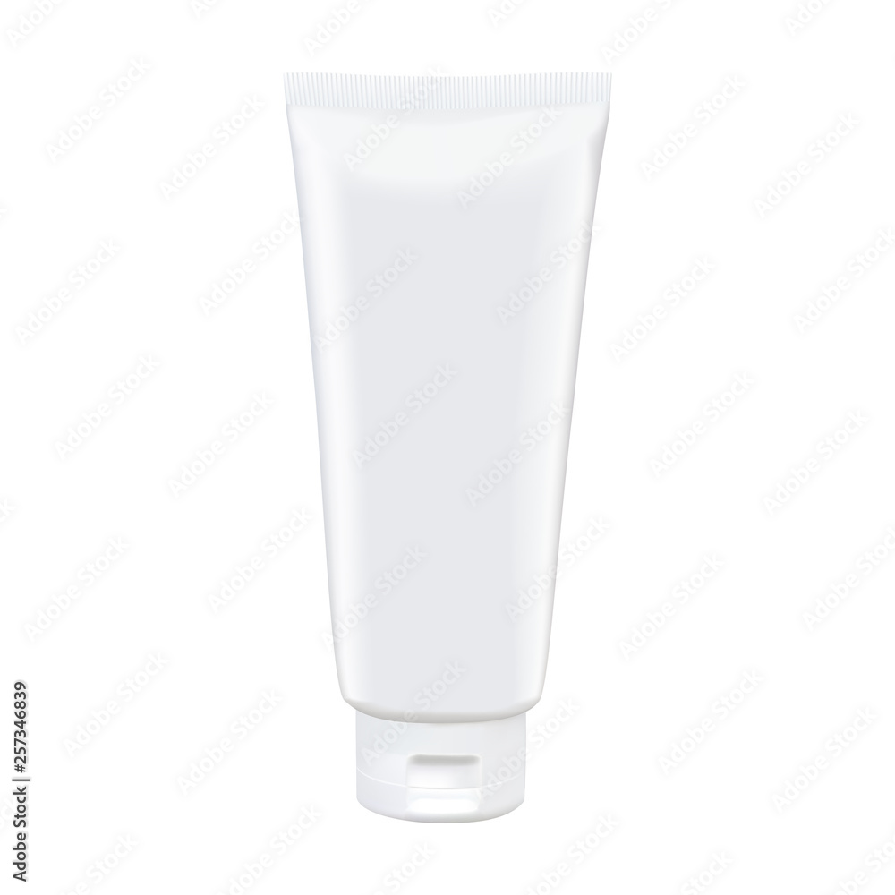 Blank white tube mockup isolated on white background. Photorealistic vector mockup Blank white tube mockup isolated on white background. Photorealistic vector mockup