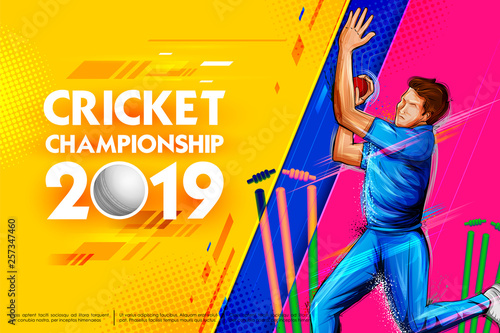 Bowler bowling in cricket championship sports 2019