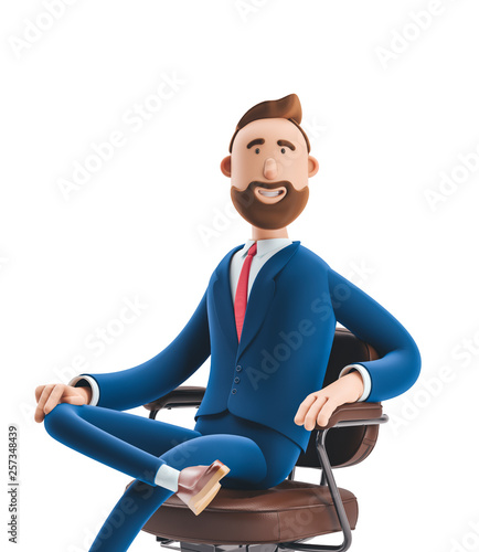 3d illustration. Portrait of a handsome businessman sitting on office chair photo