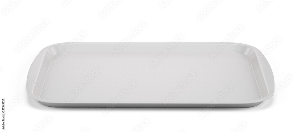 Empty White Plastic Tray salver with Handles Isolated Empty White Plastic Tray salver with Handles Isolated