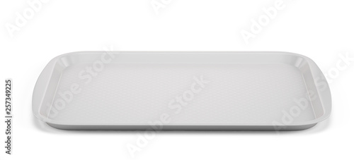 Photos Empty White Plastic Tray salver with Handles Isolated