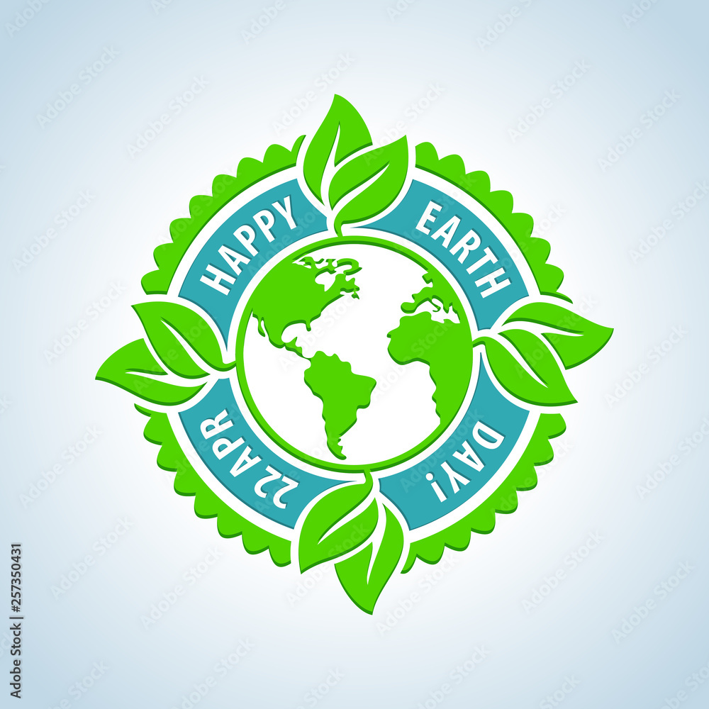 Earth day vector flat logo design template Earth day vector flat logo design template