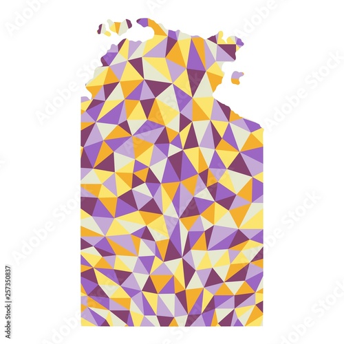 Northern Territory Australian state polygonal map background low poly style yellow, orange, blue, purple colors vector illustration eps