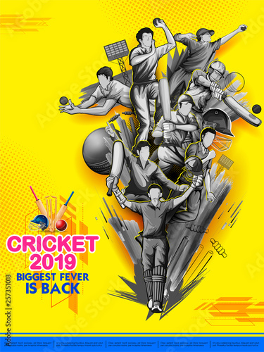 batsman and bowler playing cricket championship sports 2019