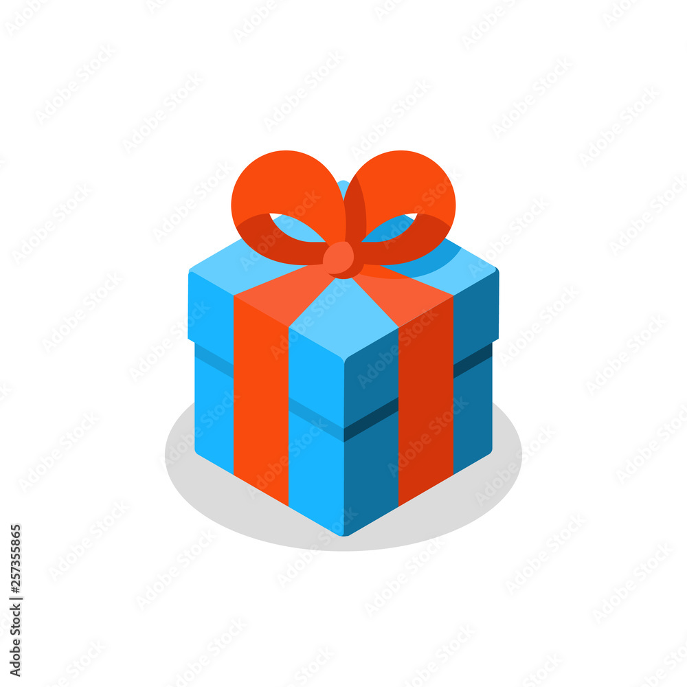 Three sizes of gift, blue box, red ribbon, present giveaway, special prize, happy birthday Three sizes of gift, blue box, red ribbon, present giveaway, special prize, happy birthday