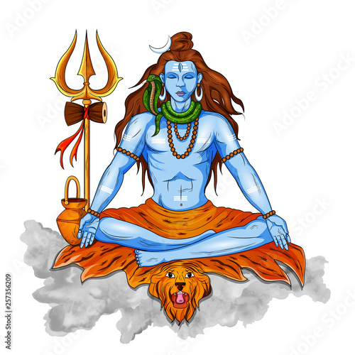 Lord Shiva, Indian God of Hindu for Shivratri with message Om Namah Shivaya meaning I bow to Shiva