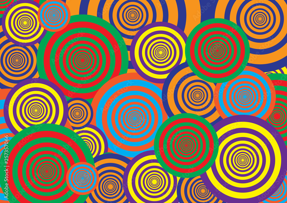 Colorful radial circles background Colorful radial circles background