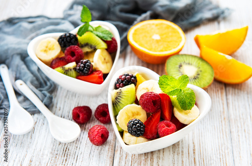Bowls with fruits salad