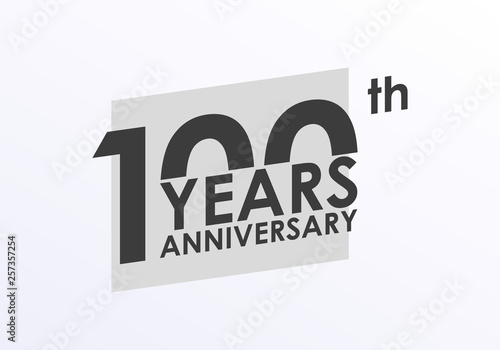 100 years Anniversary logo. 100th Birthday badge. Modern icon or label design for wedding, corporate invitation, celebrating, party, business event. Vector illustration.