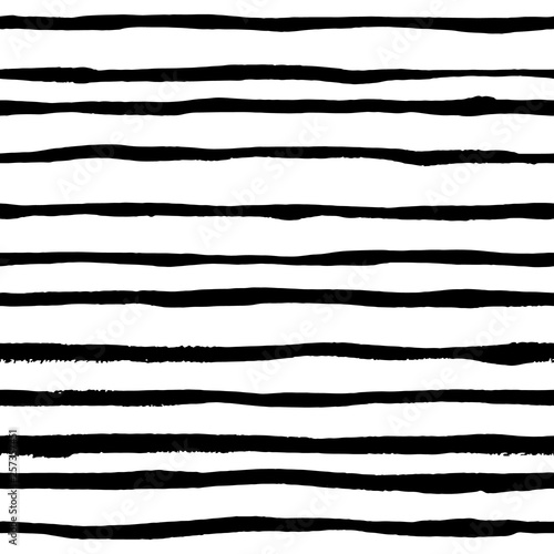 Hand drawn black stripes. Seamless vector pattern
