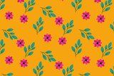 Orange Background Seamless Floral Pattern
