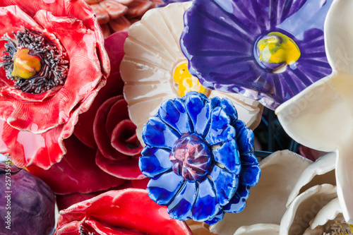 Ceramic decorative flowers bouquet - floral background
