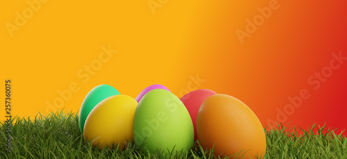 colorful Easter eggs green ...