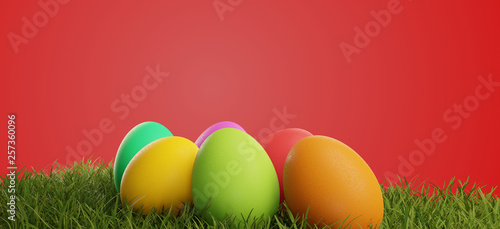 colorful Easter eggs green ...