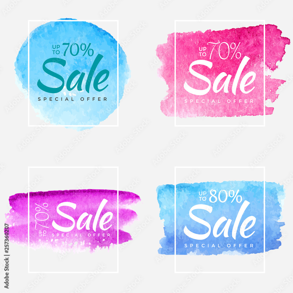 Sale final up to 70% off watercolor sign over art brush paint abstract texture background poster vector illustration. Perfect watercolor design for a shop and sale banners.