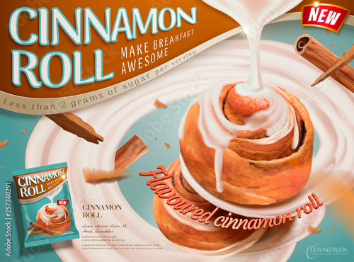 Cinnamon roll dessert ads